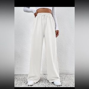 white wide leg sweats
